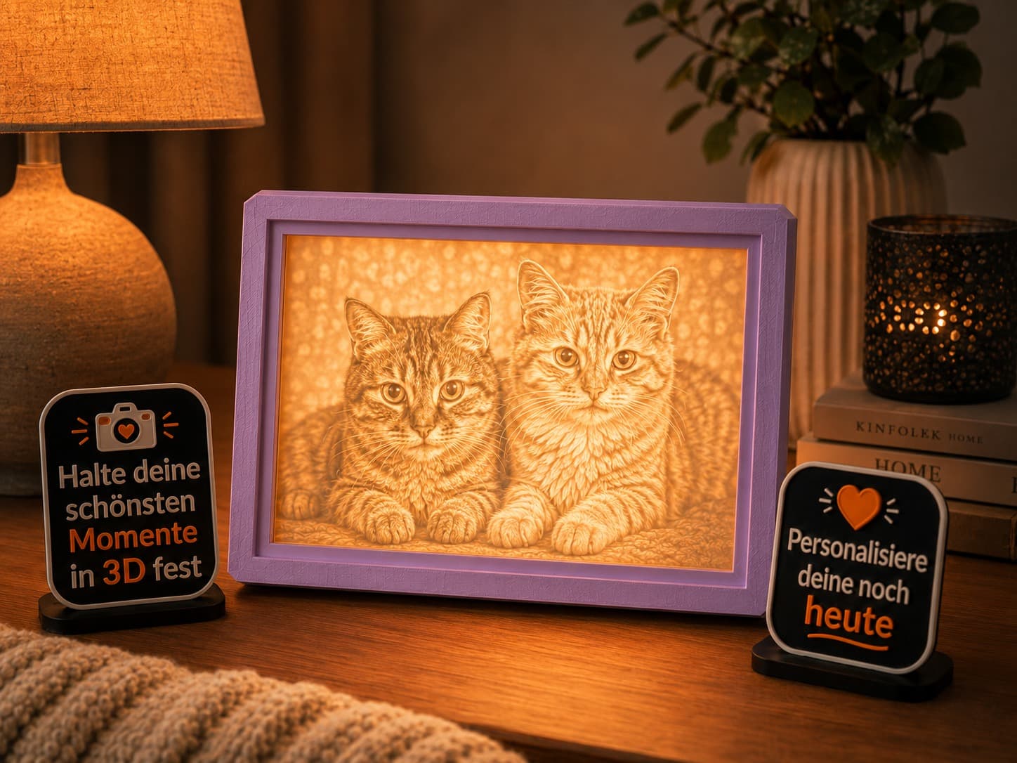 Personalisierte 3D-Lithophan Fotolampe 3