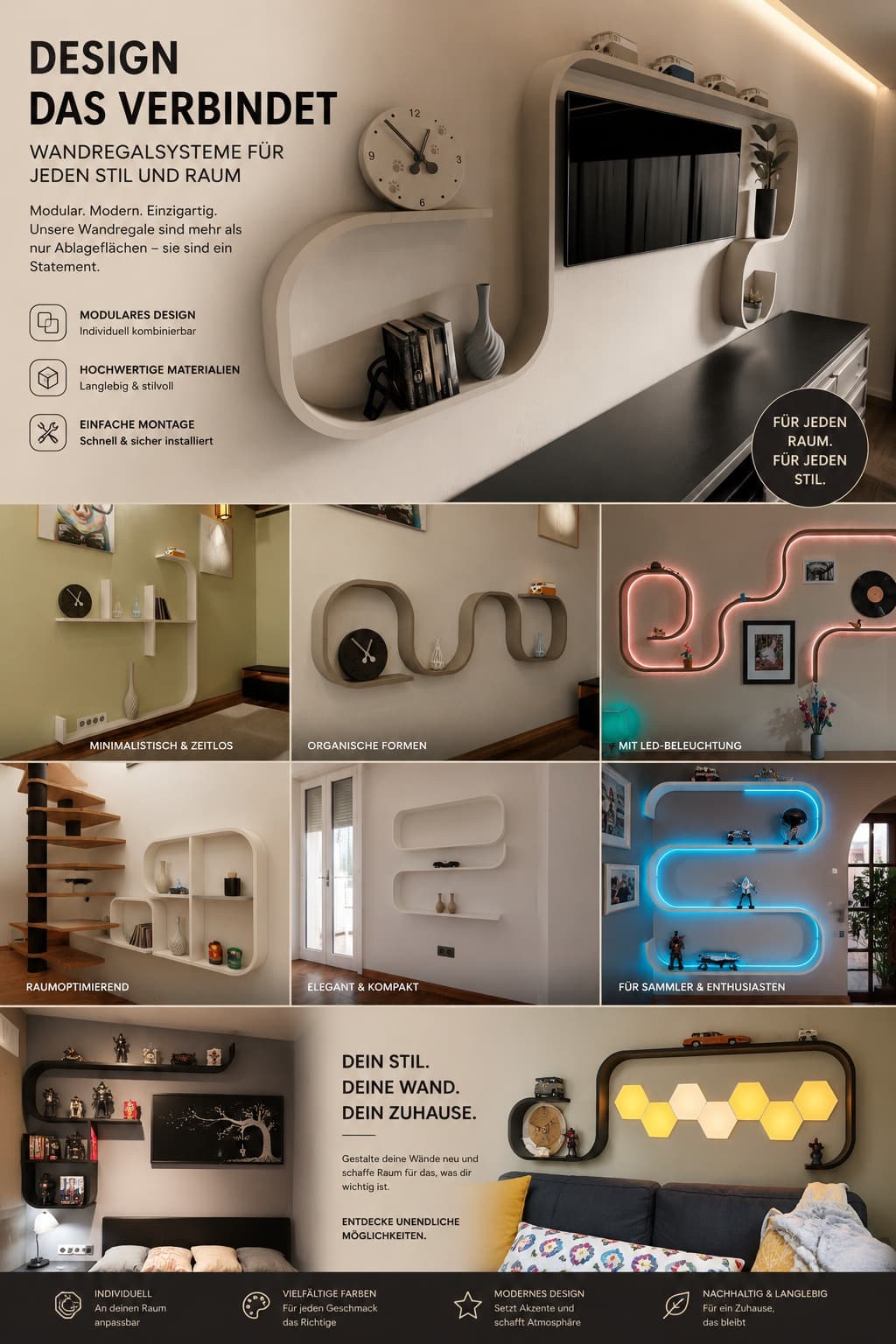 Modulares Wandregal-System 9