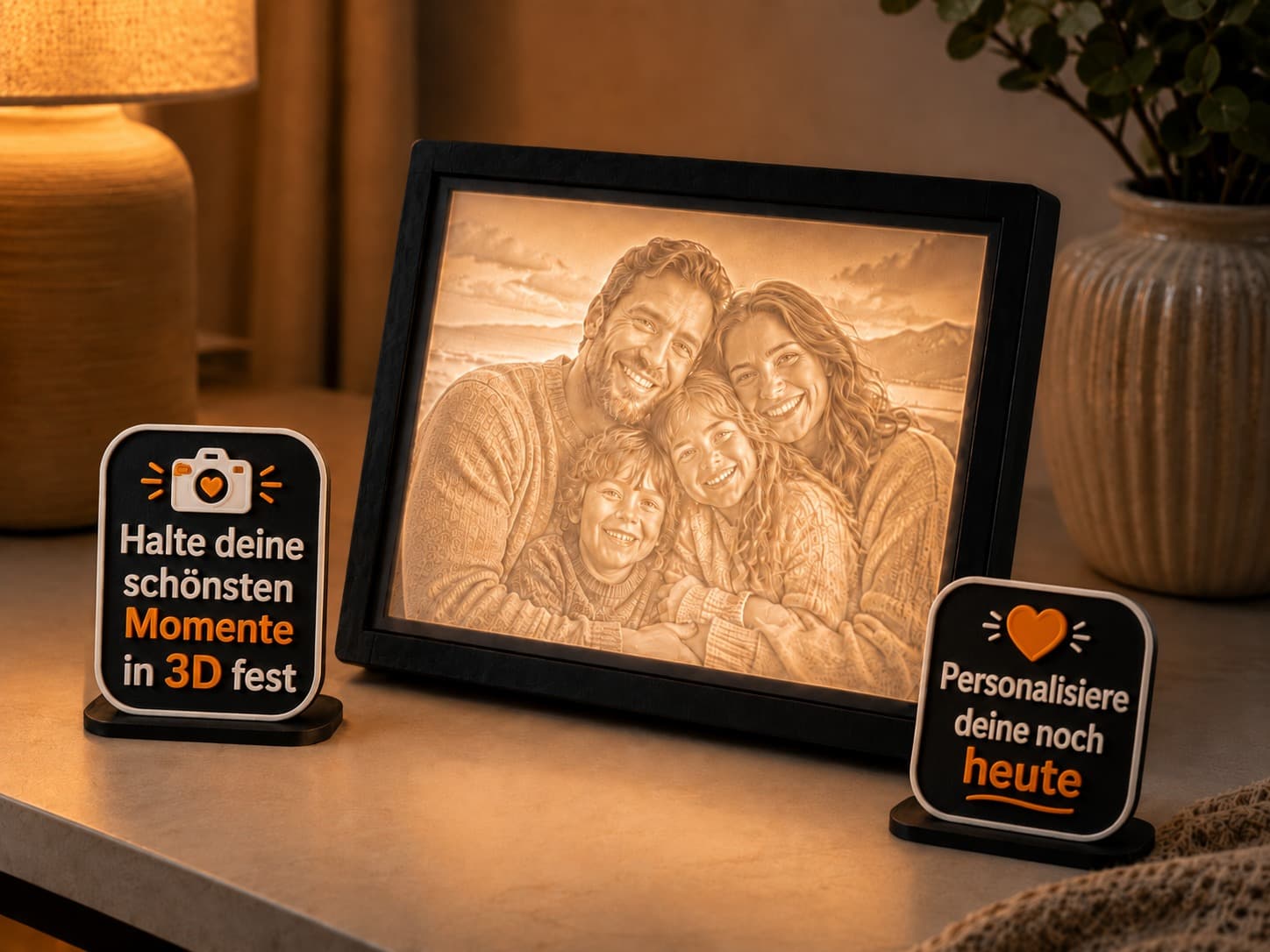 Personalisierte 3D-Lithophan Fotolampe